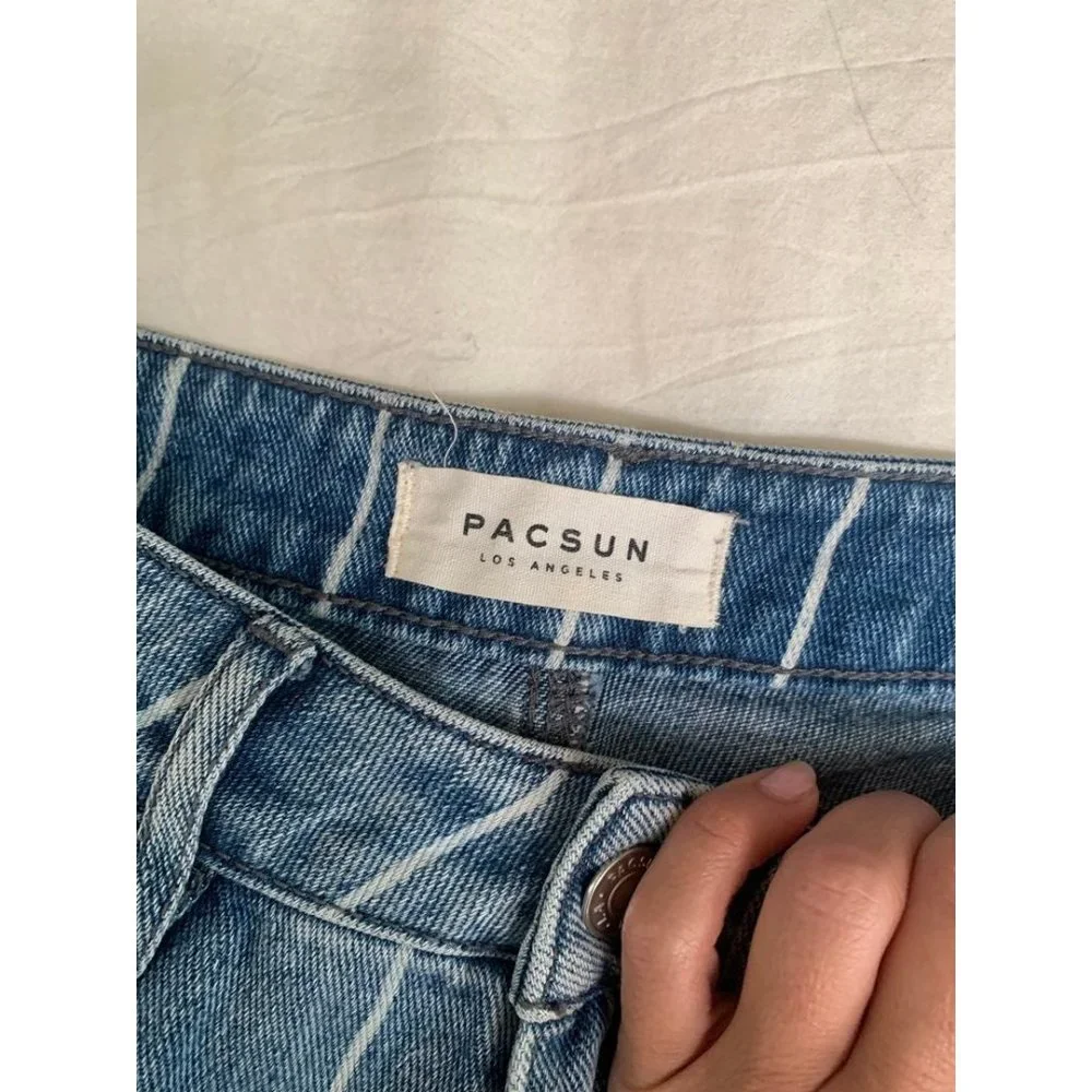 PacSun Mom jeans window pane striped cropped 23 straight - Picture 9 of 12